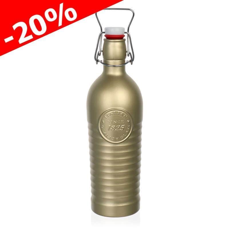 1200 ml stikla pudele 'Officina 1825', zelta, aizdare: korķis ar skavu