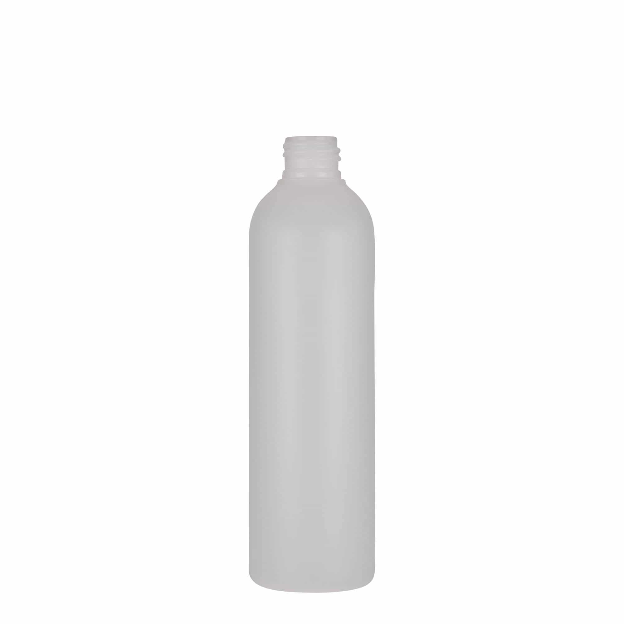 250 ml plastmasas pudele 'Tuffy', HDPE, dabīga, aizdare: GPI 24/410