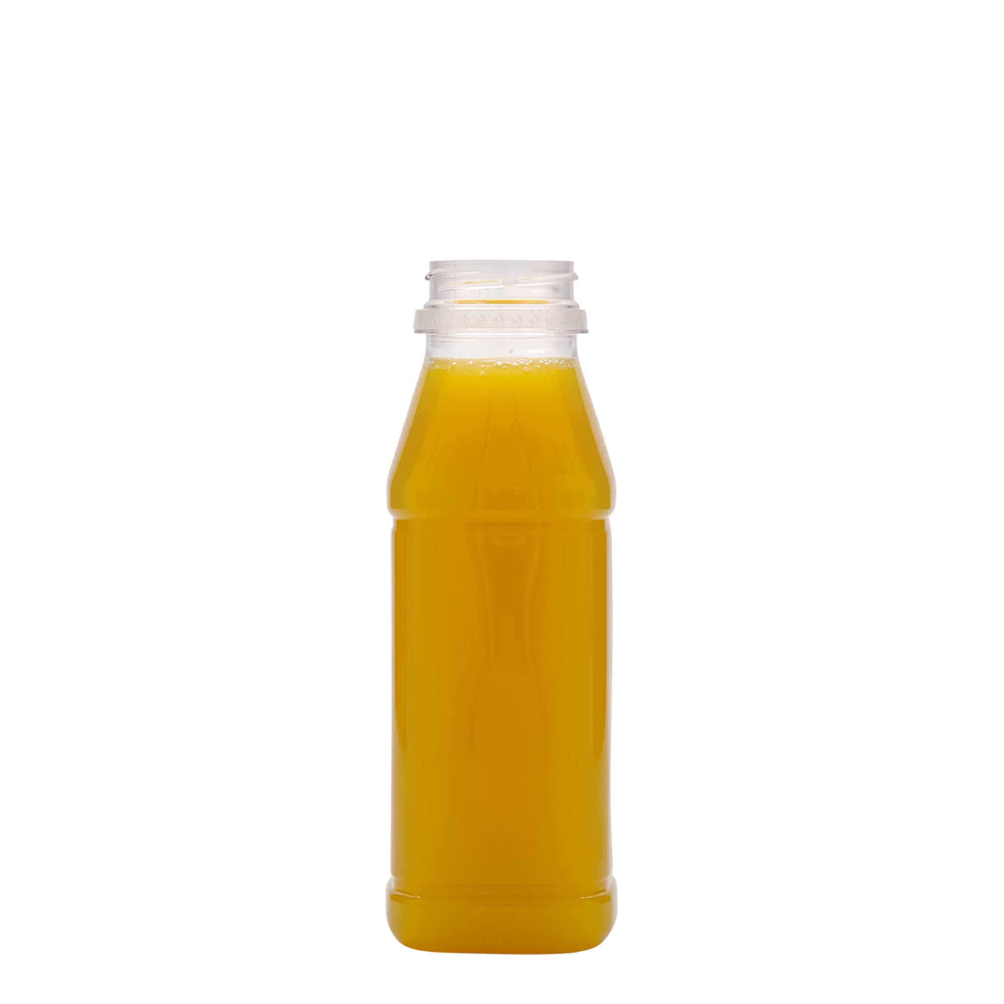 330 ml PET pudele 'Milk and Juice Carré', kvadrātiska, plastmasas, aizdare: 38 mm