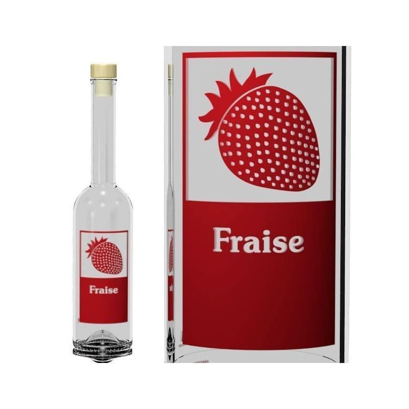 500 ml stikla pudele 'Opera', motīvs: Fraise, aizdare: korķis