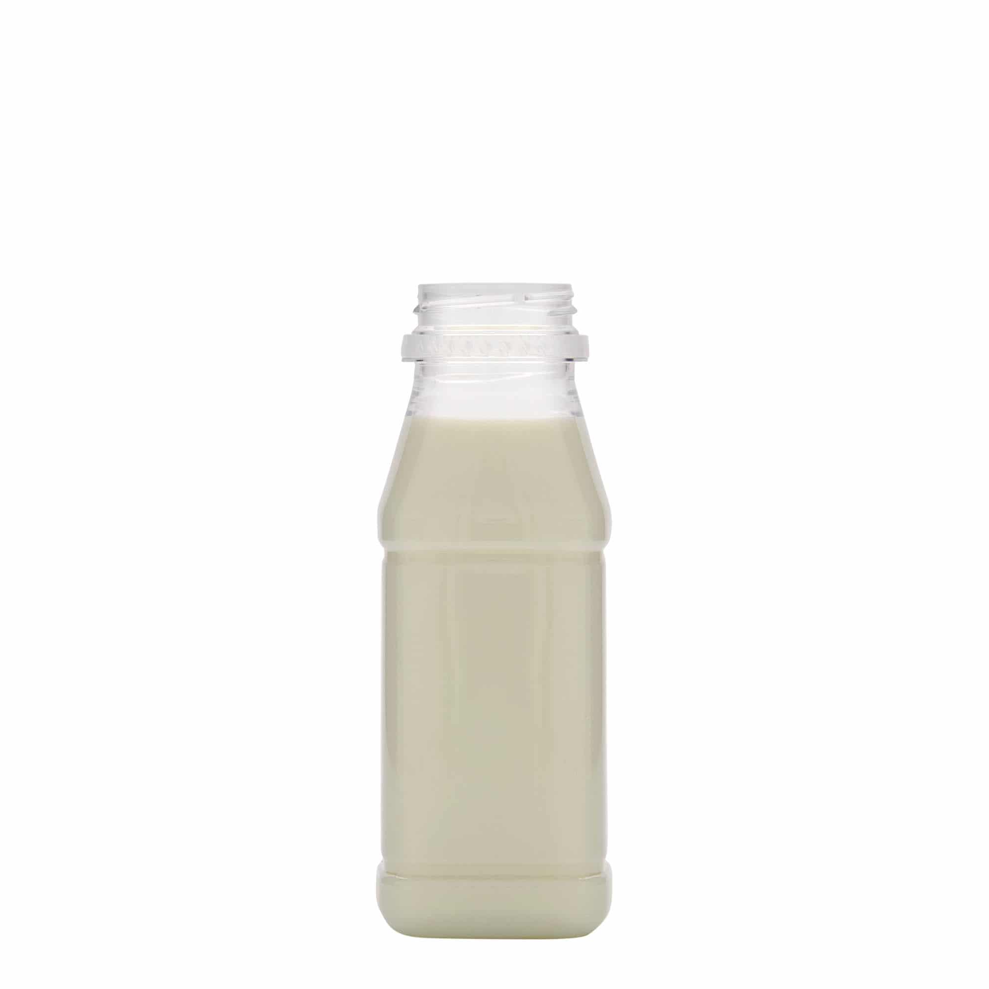 250 ml PET pudele 'Milk and Juice Carré', kvadrātiska, plastmasas, aizdare: 38 mm