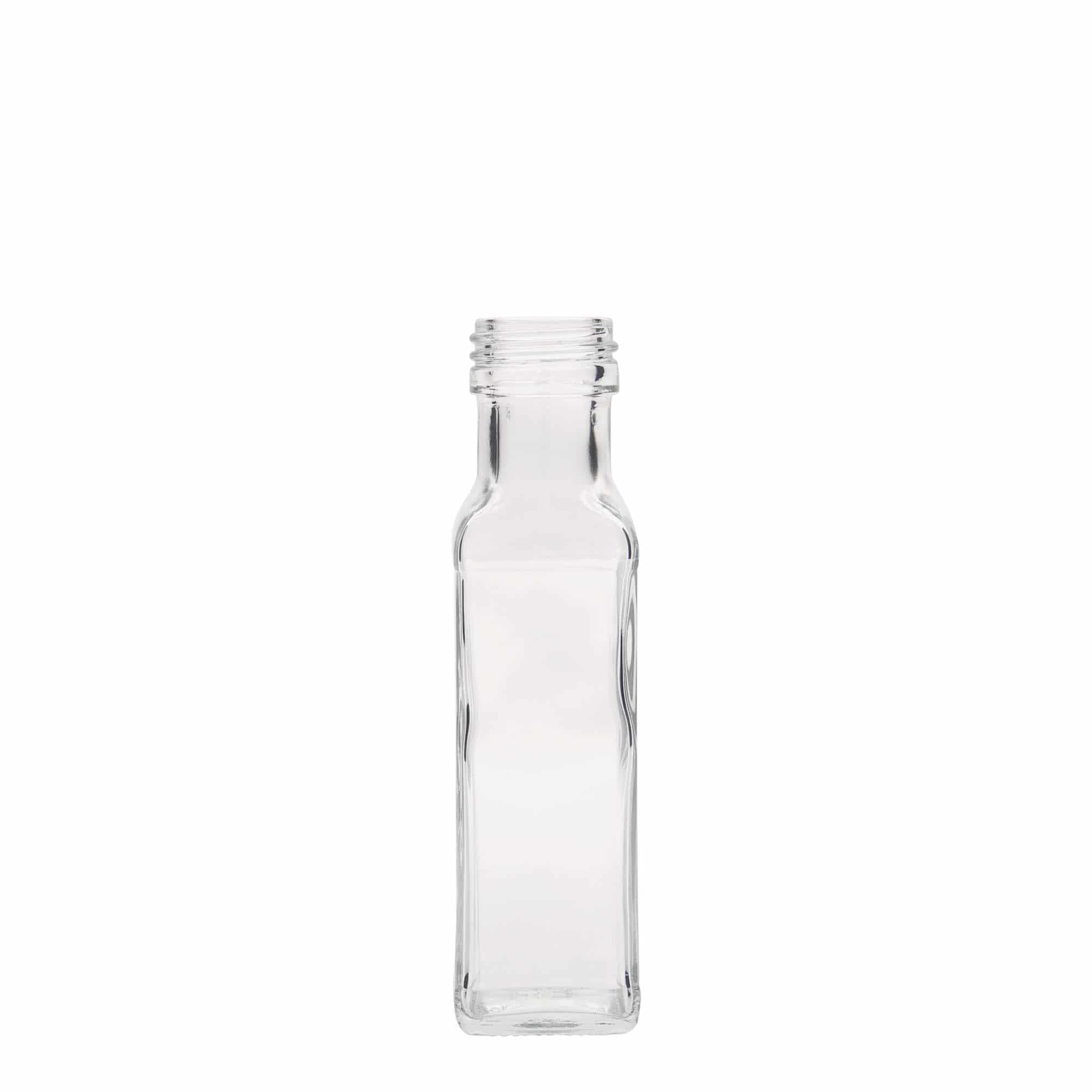 100 ml stikla pudele 'Marasca', kvadrātiska, aizdare: PP 31,5