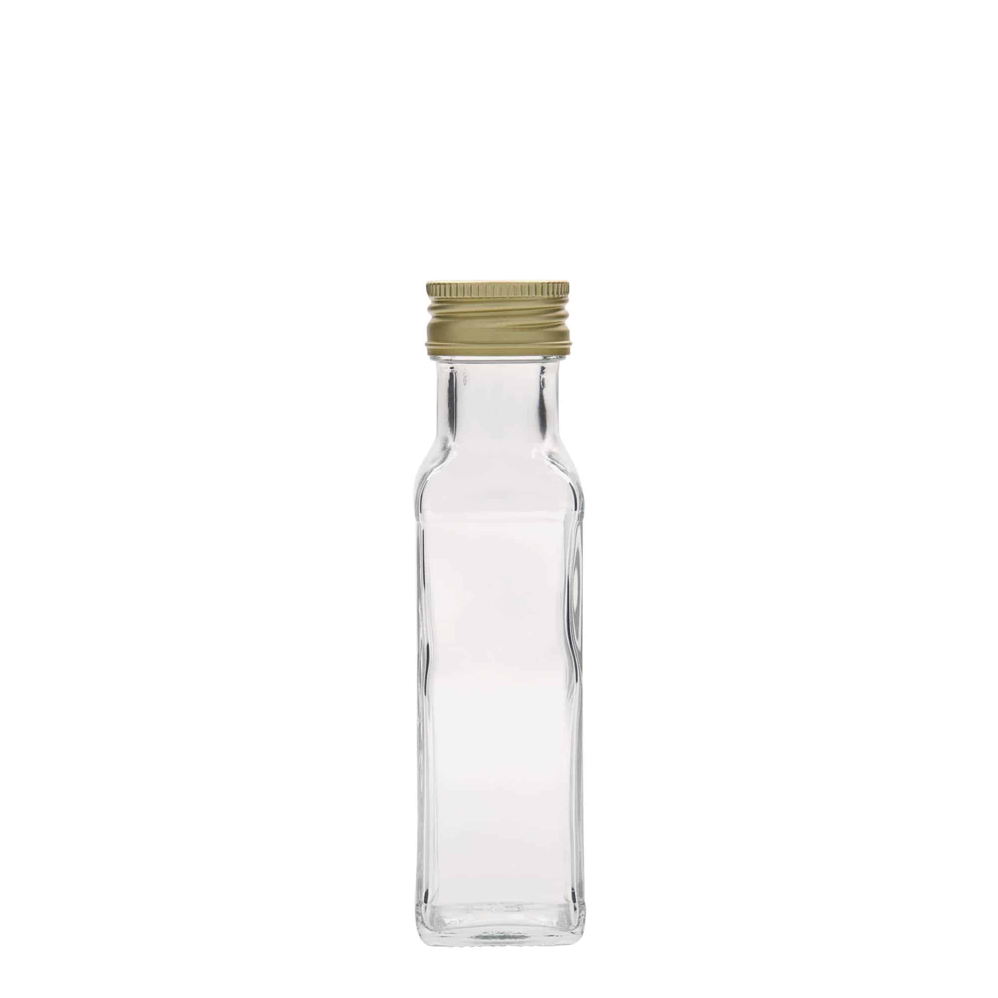 100 ml stikla pudele 'Marasca', kvadrātiska, aizdare: PP 31,5