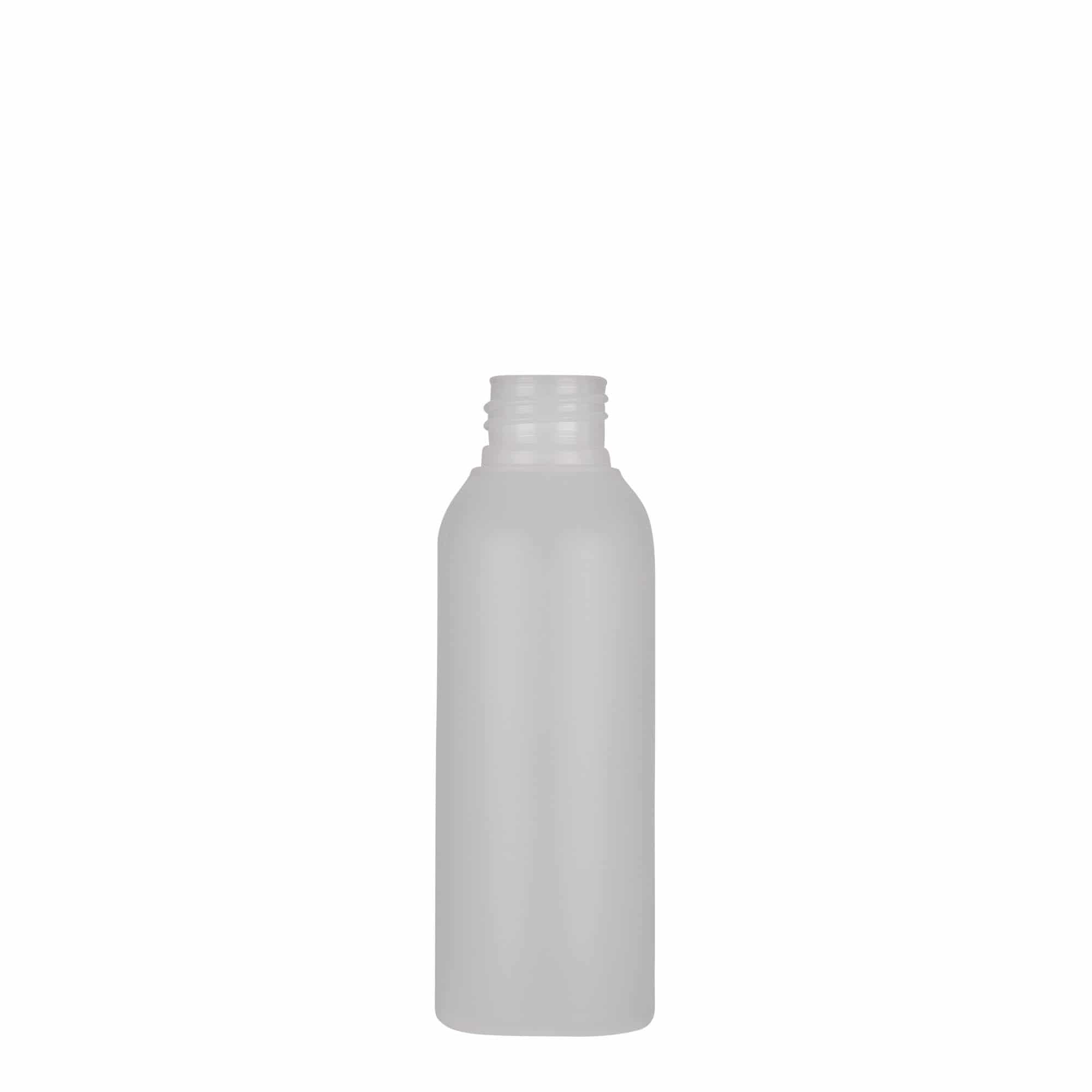 100 ml plastmasas pudele 'Tuffy', HDPE, dabīga, aizdare: GPI 24/410