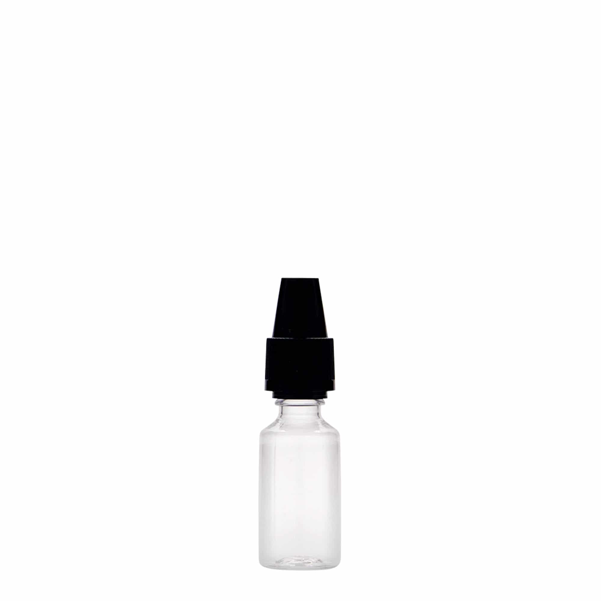 10 ml PET pudele 'E-Liquid' ar kvalitāti garantējošu un bērniem drošu noslēgu, plastmasas, aizdare: skrūvējams vāciņš