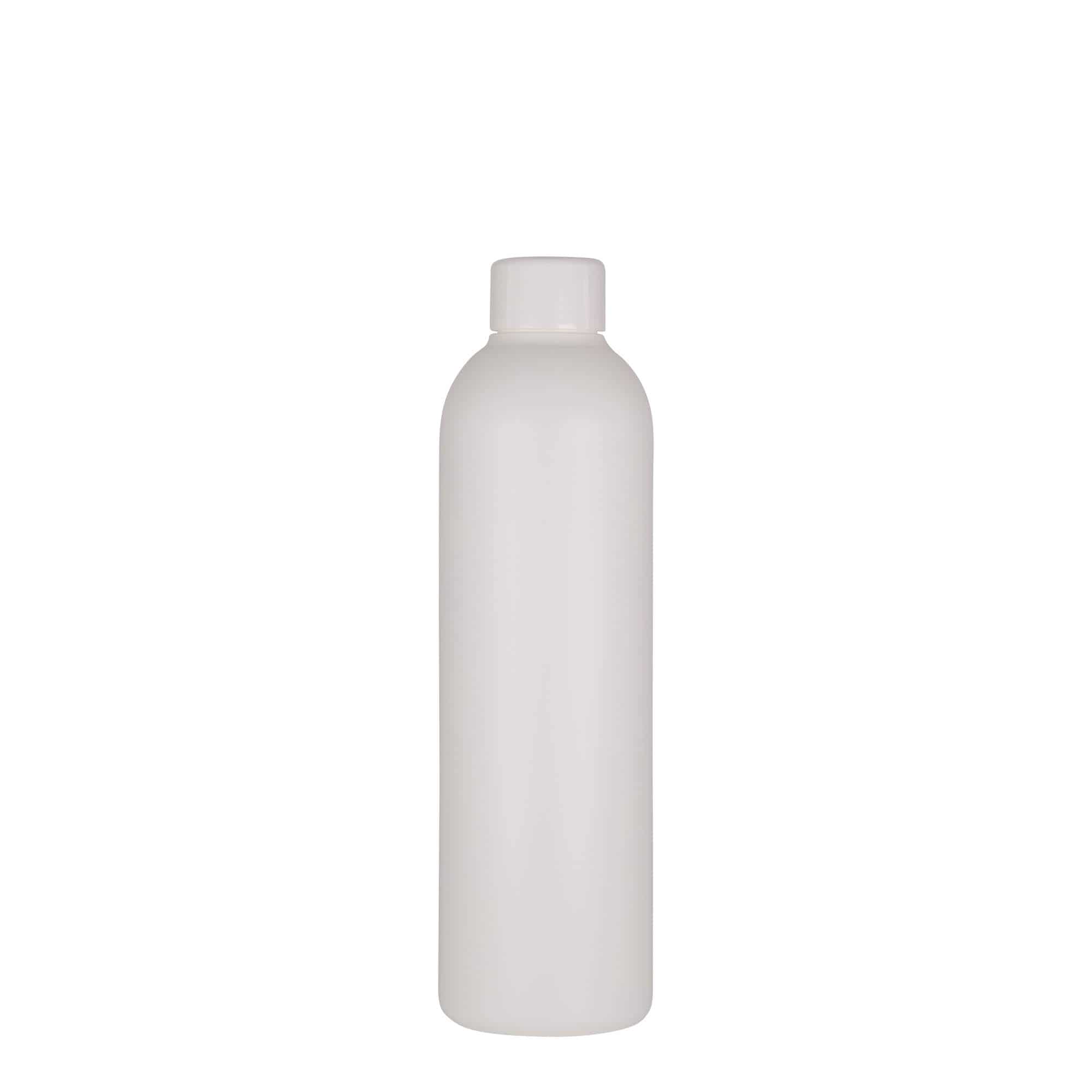 250 ml plastmasas pudele 'Tuffy', HDPE, balta, aizdare: GPI 24/410