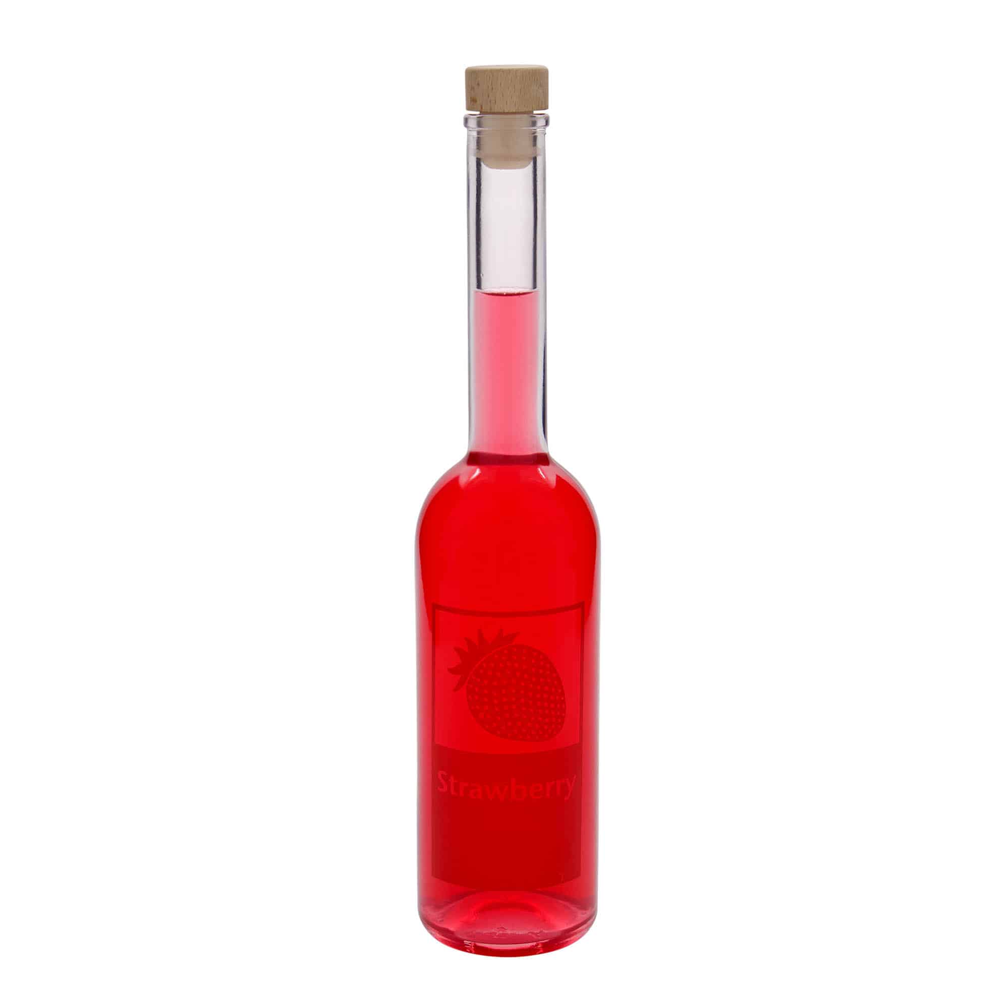 500 ml stikla pudele 'Opera', motīvs: Strawberry, aizdare: korķis