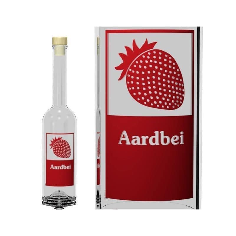 500 ml stikla pudele 'Opera', motīvs: Aardbei, aizdare: korķis